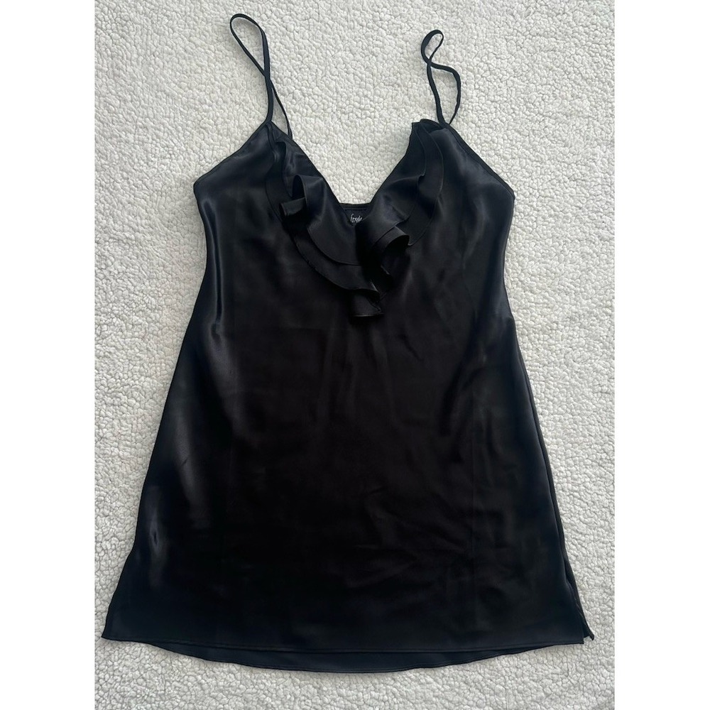 Y2K Fredericks of Hollywood Halter Slip Dress Satin Lingerie Ruffles Size Medium